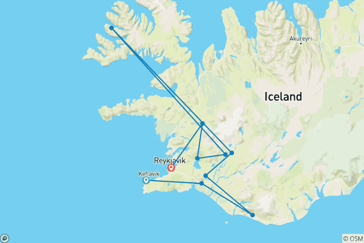 Karte von Das isländische Märchen: Aurora Borealis, Geysire und Wasserfälle