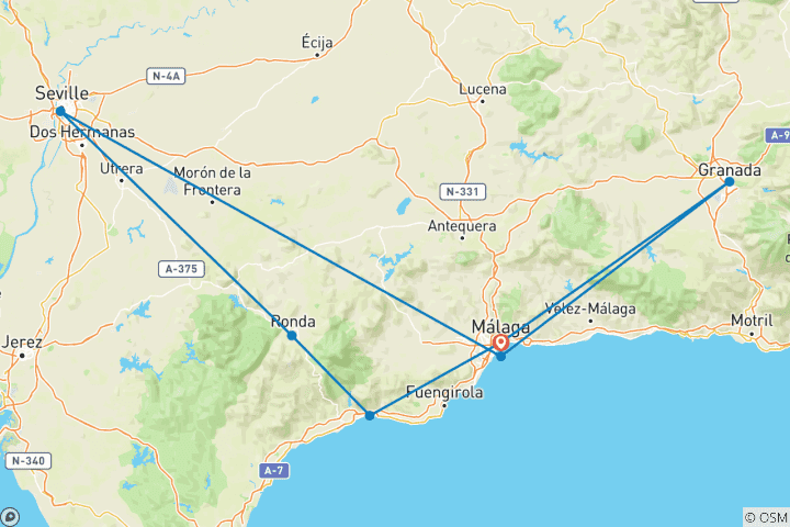 Karte von Andalusien Rundreise | Standortrundreise Viva Andalucía