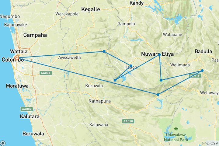 Map of Tropical Trails & Peaks Trekking Tour 10 Days