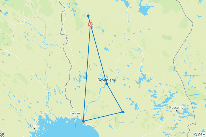Karte von Finnland Rundreise - 8 Tage Winter Wunderland