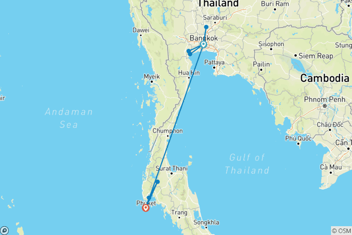 Carte du circuit Des temples aux tropiques : 9 jours d'aventure en Thaïlande