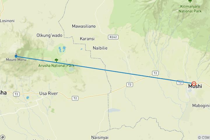 Carte du circuit Safari dans le parc national d'Arusha