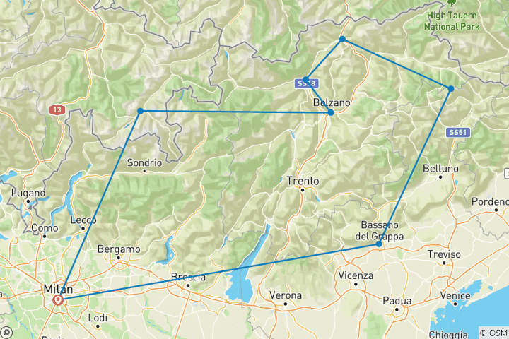 Map of Alpine Elegance: Small Group Tour to the Dolomites