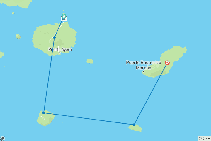 Mapa de Crucero «Escapada mágica a las Galápagos» de 5 días: Floreana, Española y Santa Cruz