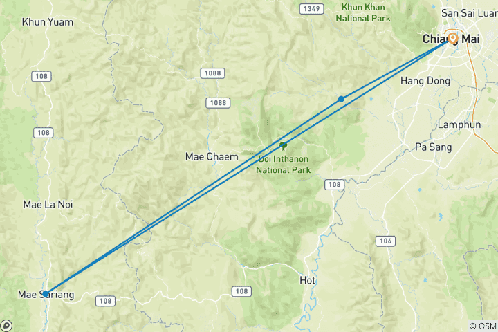 Carte du circuit Expédition nature de 4 jours à Mae Sariang et Mae Hong Son
