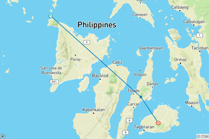 Carte du circuit Circuit en petit groupe de 7 jours aux Philippines classiques avec Boracay (Max 8)