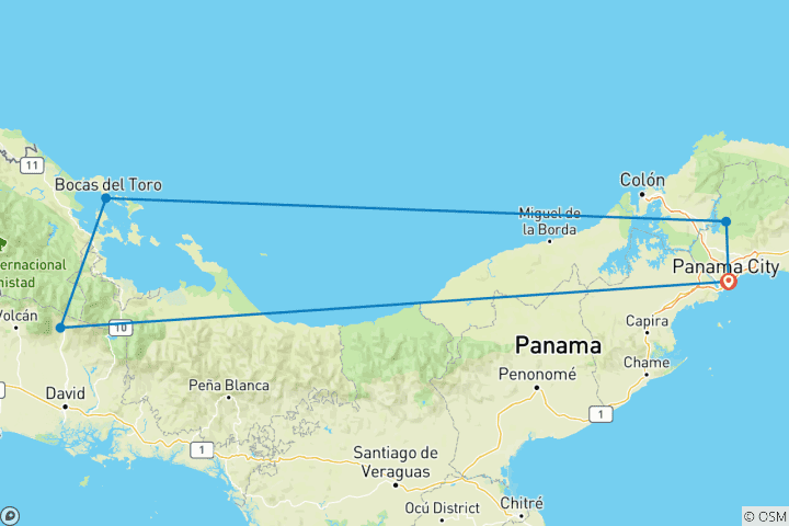 Carte du circuit Circuit de 8 jours à Panama City, plages et montagnes