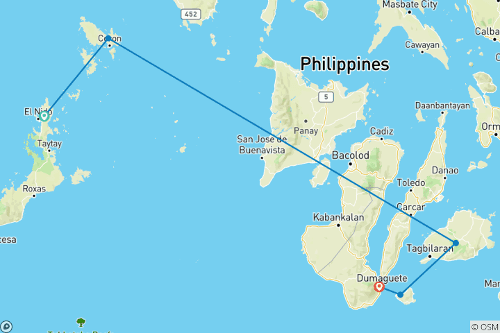 Carte du circuit Circuit en petit groupe de 12 jours aux Philippines (max. 8)