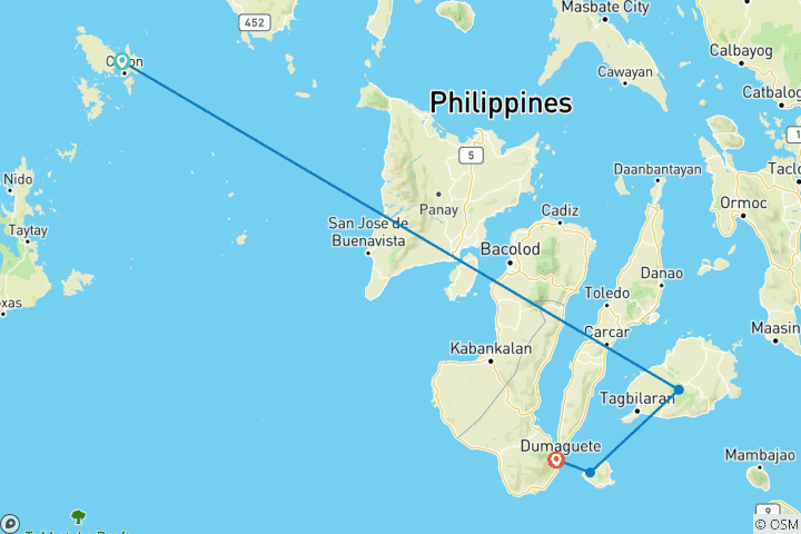 Map of 9 Days Philippines Highlights Small Group Tour (Max 8)