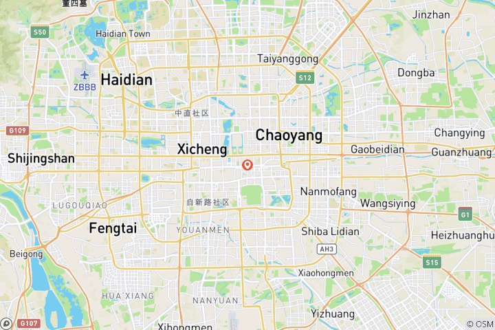 Carte du circuit Tibet : de Pékin à Katmandou par voie terrestre