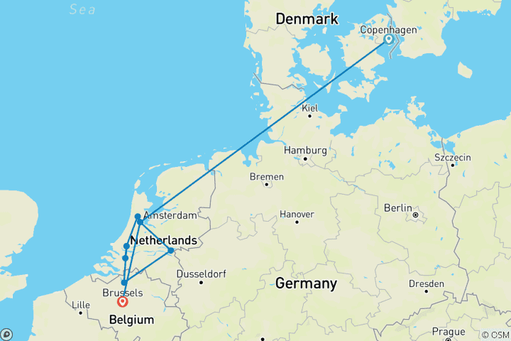 Karte von Belgische und holländische Köstlichkeiten mit Copenhagen