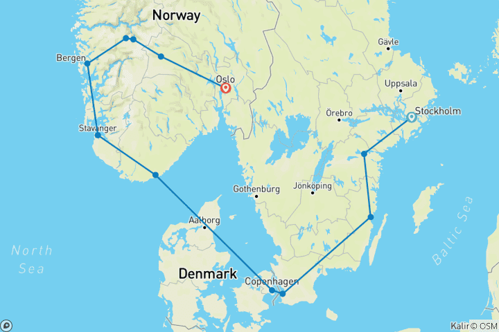 Carte du circuit Le meilleur de la Scandinavie