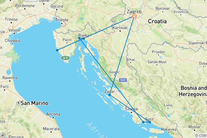 Carte du circuit Visite guidée de Zagreb - Zagreb