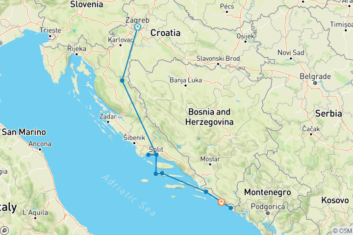 Carte du circuit Voyages : Découvrez la Croatie National Geographic