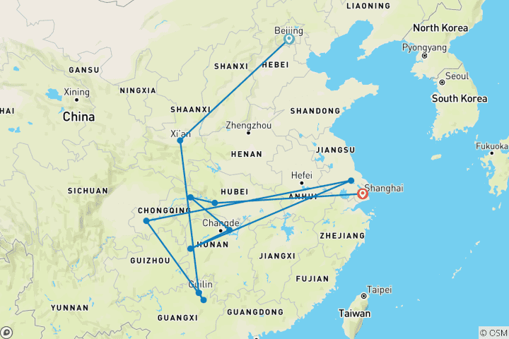 Karte von Totally China, Guilin & Yangtze Kreuzfahrt14 Tage