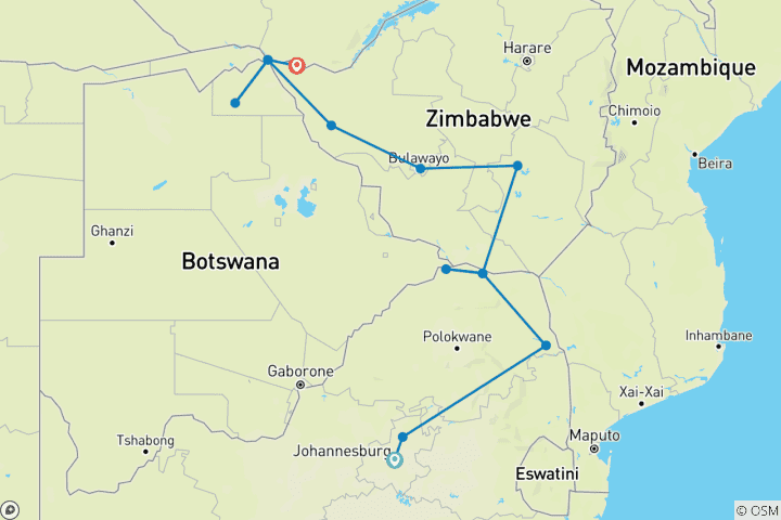 Karte von Südliches Afrika - Sinfonie der Naturwunder