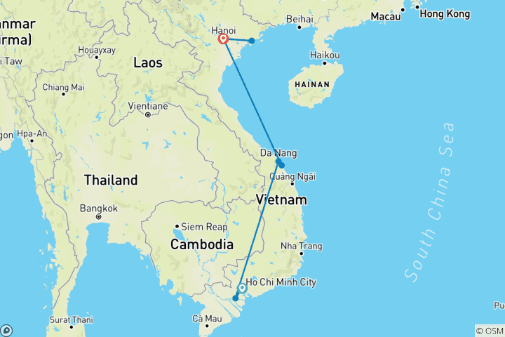 Karte von Vietnam Budget Explorer in 9 Tage
