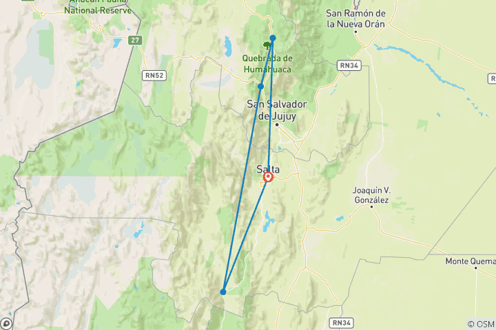Mapa de Argentina: Salta y Jujuy - 5 días