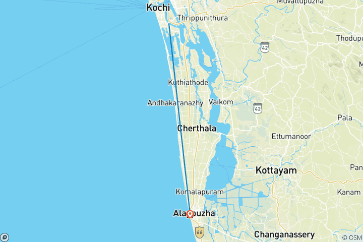 Map of Kerala 2 Days Tour Plan – Backwaters & Kochi Delight