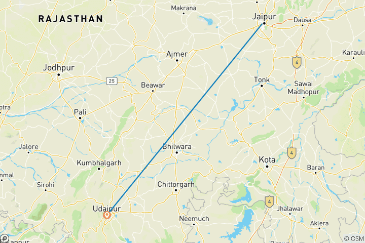 Karte von Wunderschöne Rajasthan