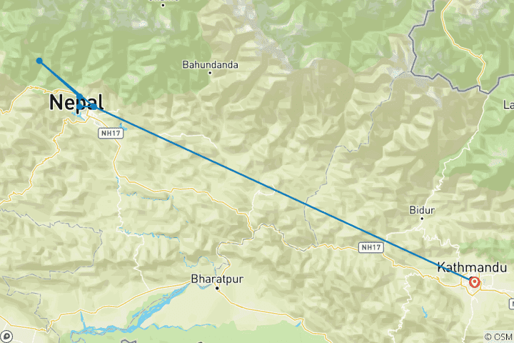 Mapa de Las mejores experiencias de aventura en Nepal 2025-2026