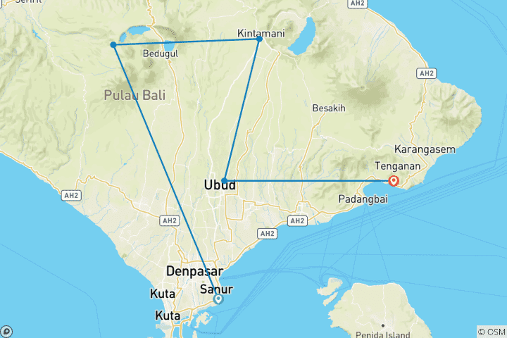 Kaart van Klassieke rondreis Bali