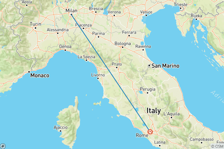 Carte du circuit Milan et Rome en une semaine