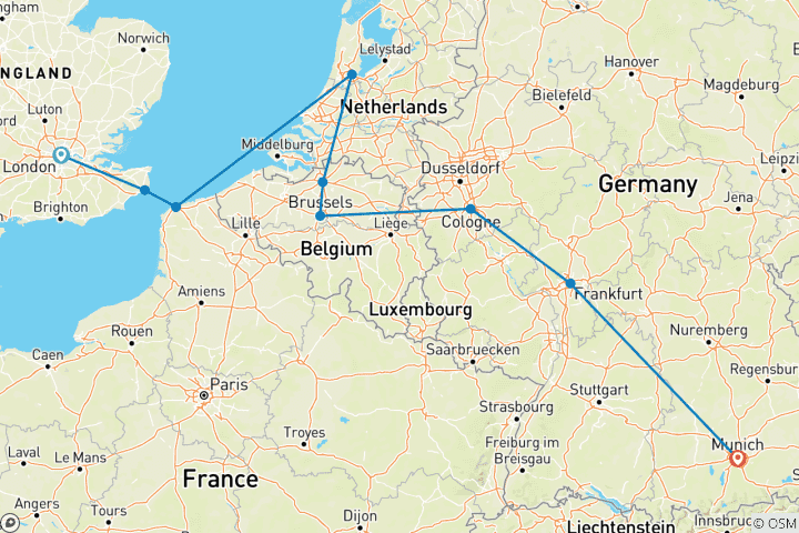 Karte von Oktoberfest (Road Trip To Oktoberfest, von London)