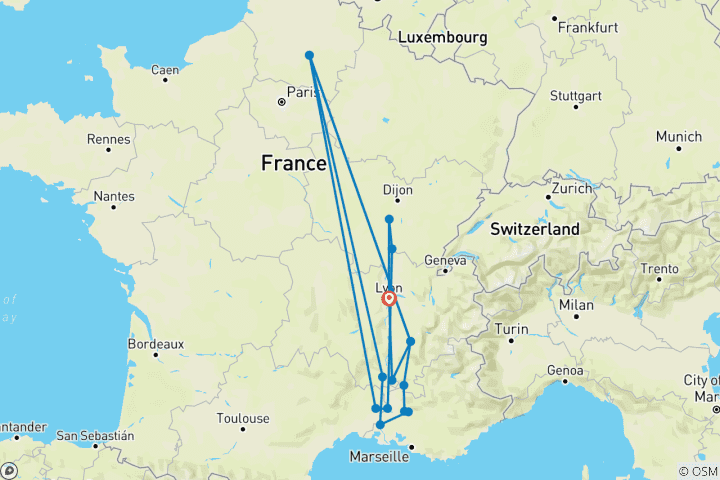 Map of Tastes of the South of France – A Wine Cruise