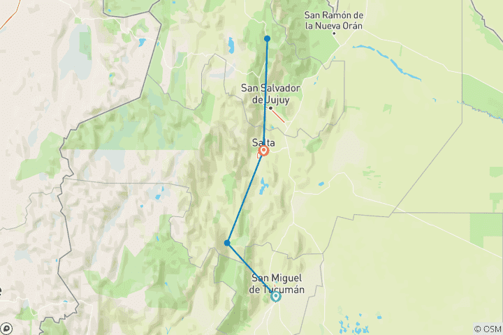 Kaart van Argentinië: Tucumán en Salta - 7 dagen