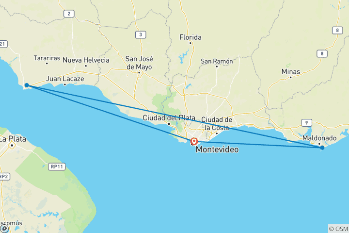 Carte du circuit Le meilleur de l'Uruguay 6 jours
