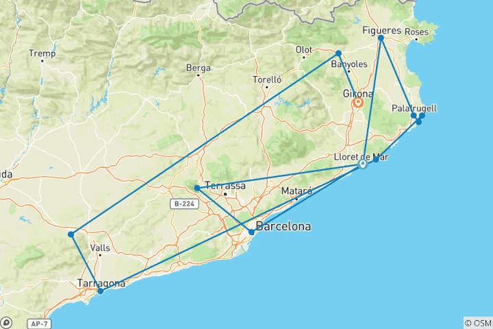 Carte du circuit La Costa Brava intemporelle