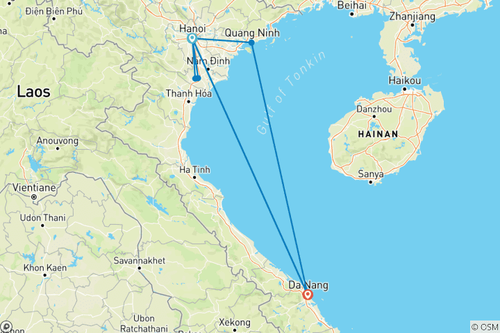 Map of 6-Day North & Central Vietnam: Ha Long Cruise to the Golden Bridge