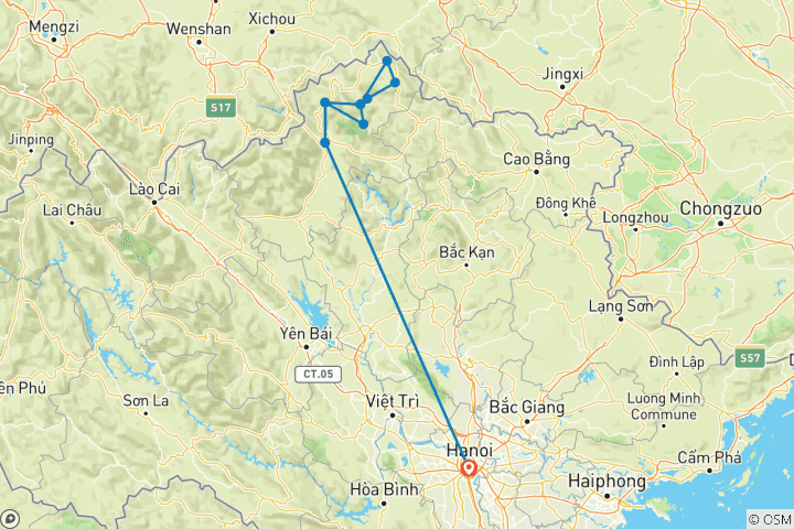 Karte von Ha Giang Schleife: Private 5- Tage-Motorrad-Reise