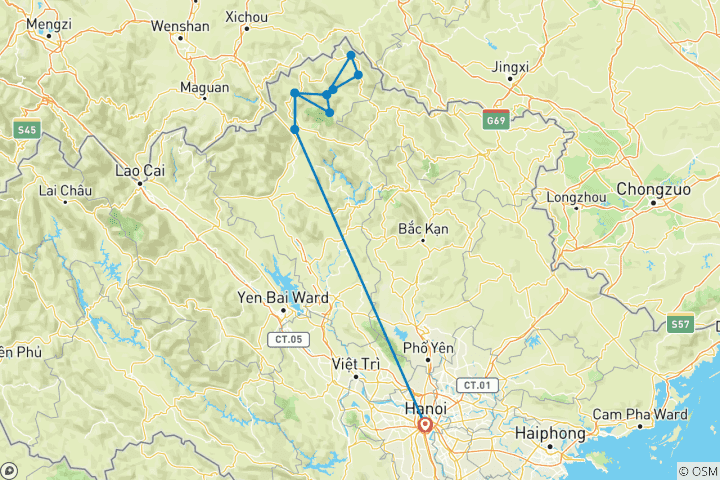 Map of Private 5-Day Ha Giang Loop: Motorbike, Ma Pi Leng Pass