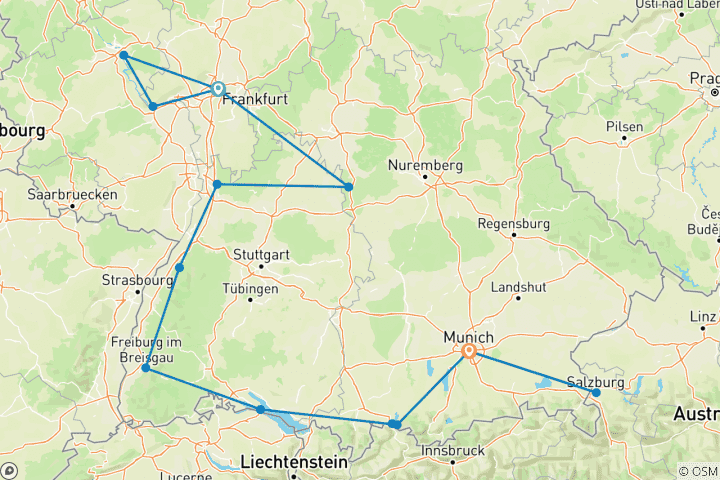 Carte du circuit SPLENDEURS DU SUD