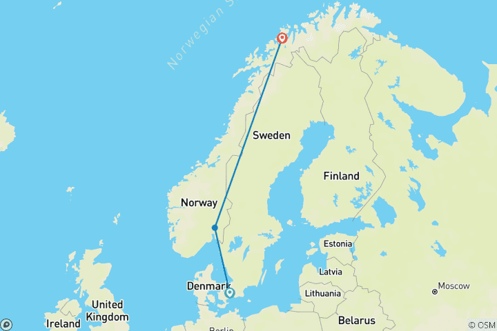 Carte du circuit Merveilles nordiques : Des canaux de Copenhague aux aurores boréales de Tromsø