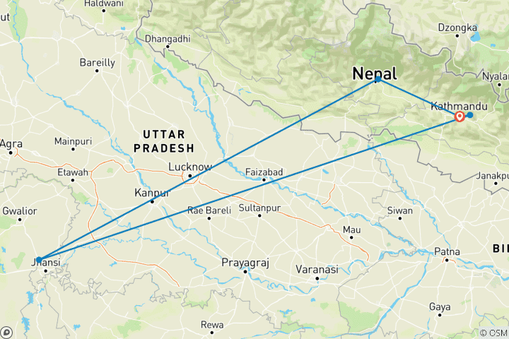 Mapa de 12 Días Nepal Teej Festival Cultural Discovery (guía y conductor privados)Family Tour - Personalizable