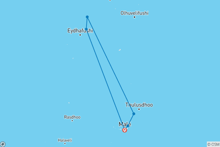 Carte du circuit Croisière 7N aux Maldives pour la protection des raies manta