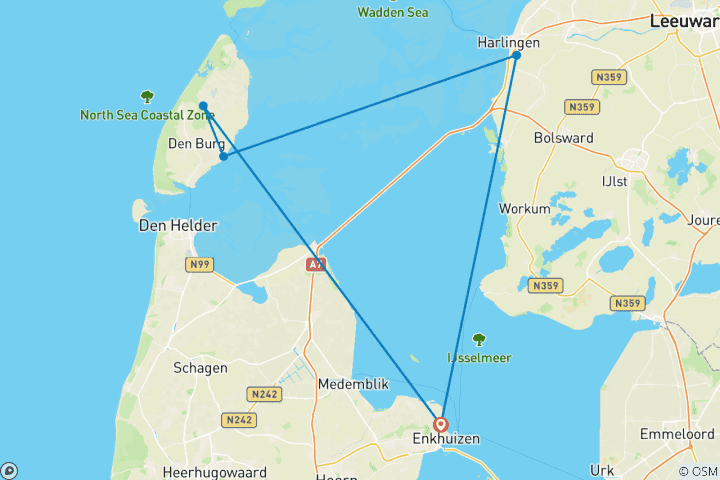 Carte du circuit Mare fan Fryslan - Mer des Wadden