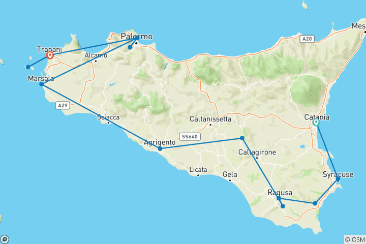 Kaart van Sicilië & de Aegadische eilanden - 10 dagen