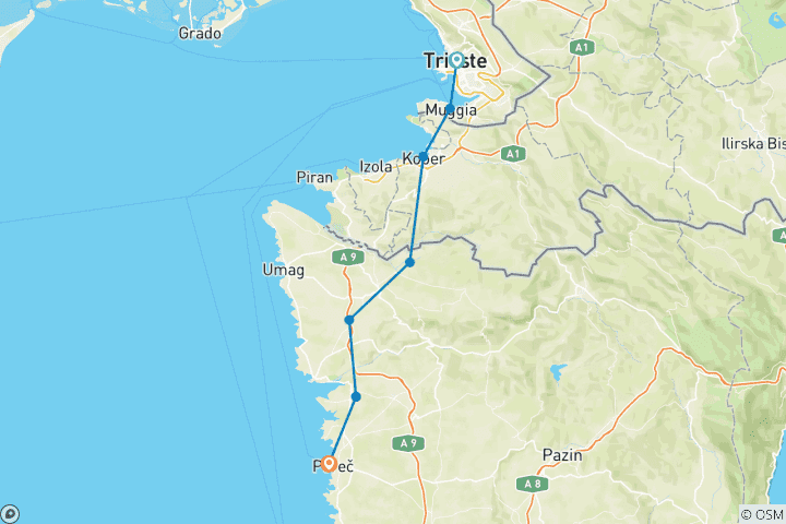 Kaart van Wandelvakantie Istrië (7 dagen)