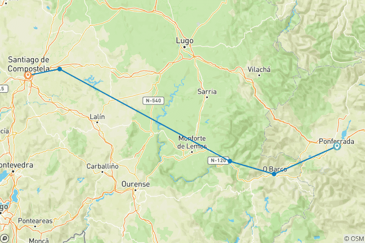 Karte von Der Winterweg von Ponferrada nach Santiago (13 Tage)