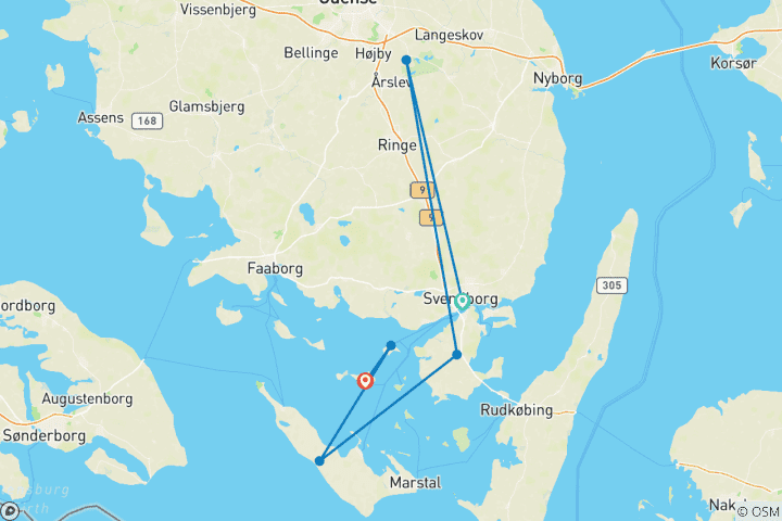 Map of Sternfahrt Fünen - Cycling at the Danish South Sea 6 Days