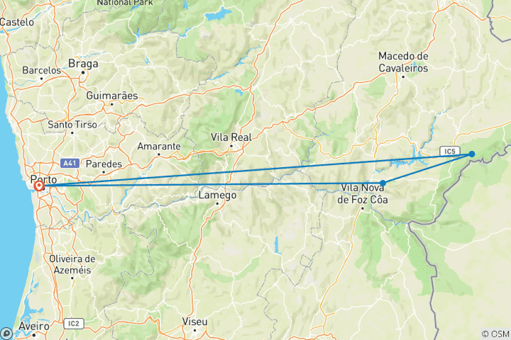 Map of Portugal - Douro and the Côa Valley - Hiking & Culture 8 Days
