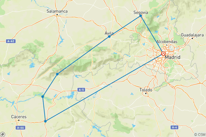 Kaart van Extremadura - e-biketour met gids (8 dagen)