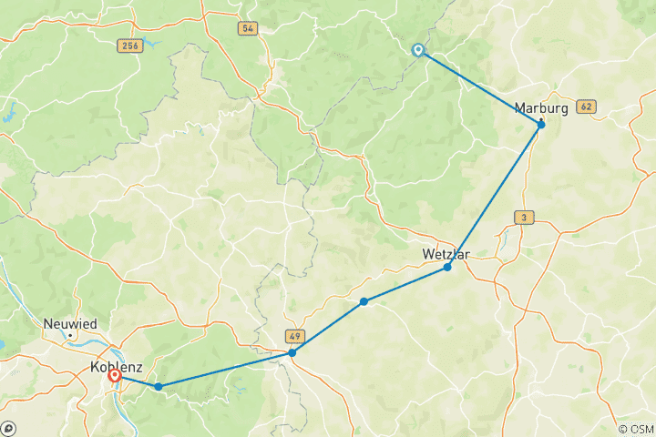Kaart van Lahnfietsroute: De klassieker vanuit Bad Laasphe (8 dagen)