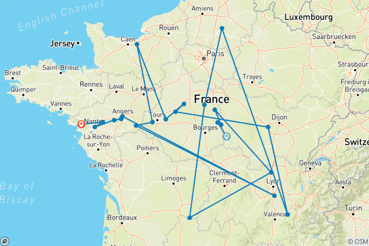 Carte du circuit The Loire Valley - de Nevers à l'Atlantique (15 jours)