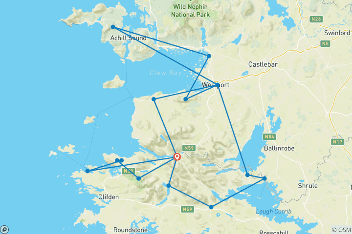 Carte du circuit Expérience à vélo dans le Connemara (7 jours)