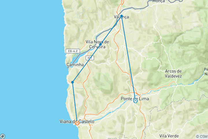 Map of Portugal - Flavors of the Camino and the Costa Verde 8 Days